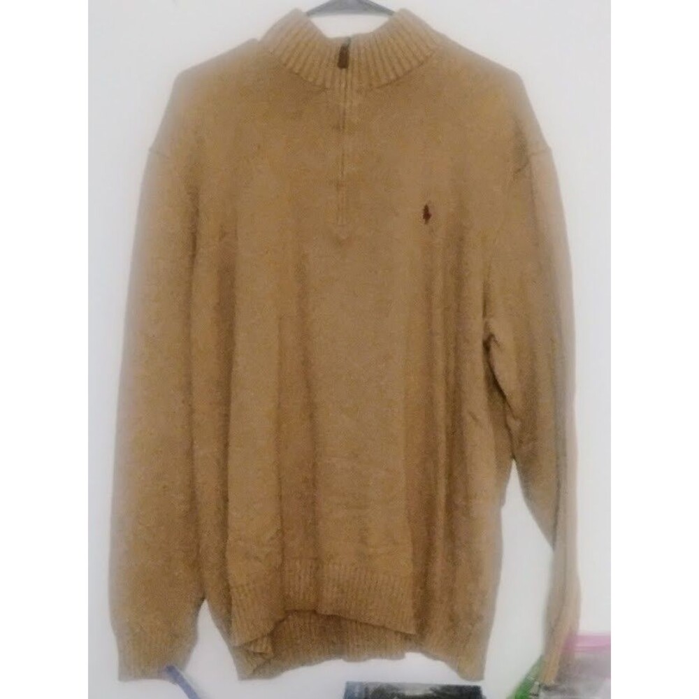 RALPH LAUREN POLO MENS 2XLB HEAVY 100% KNIT COTTON TURTLE NECK ¼ ZIP SWEATER
